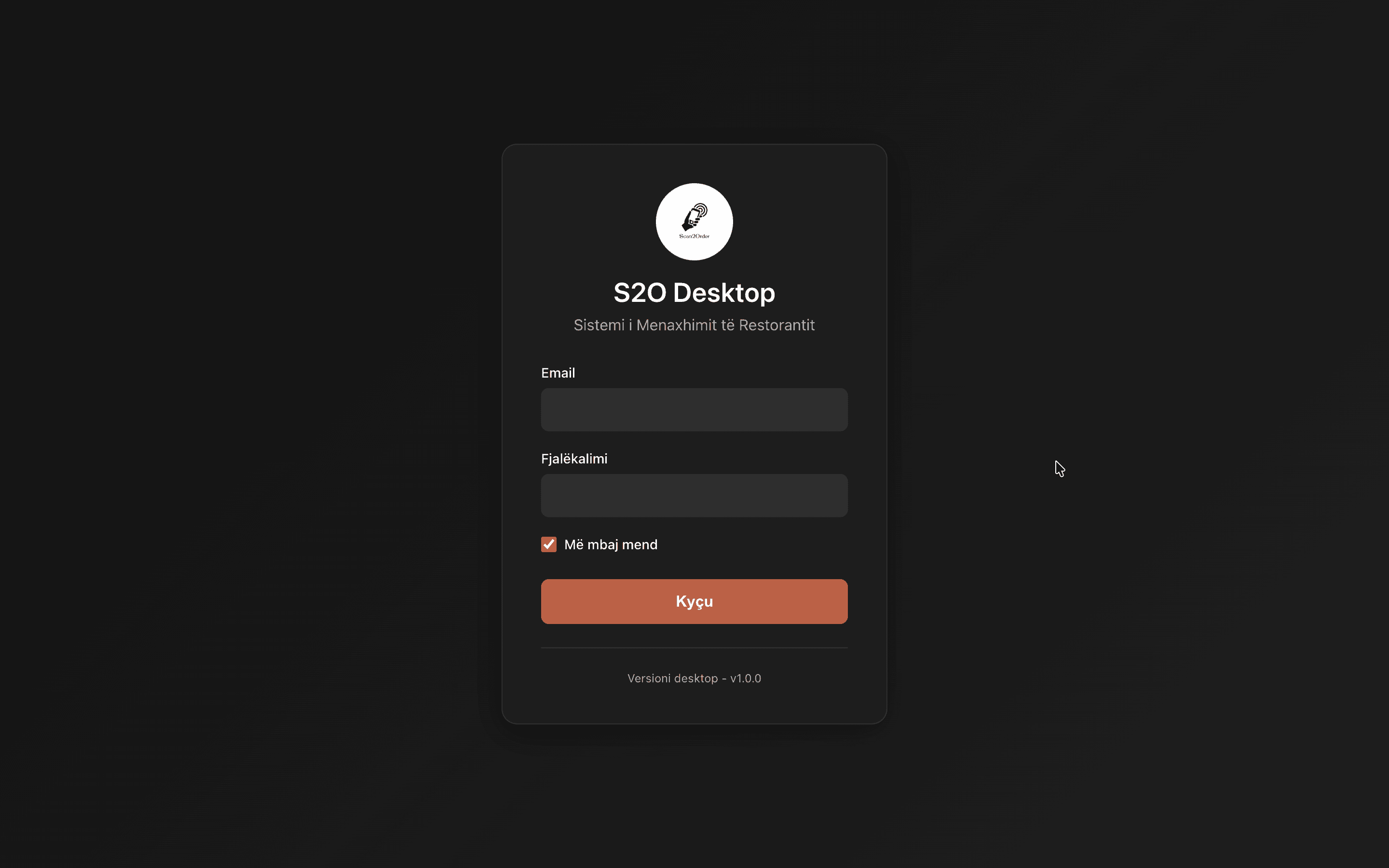 Screenshot of the Scan2Order desktop app.